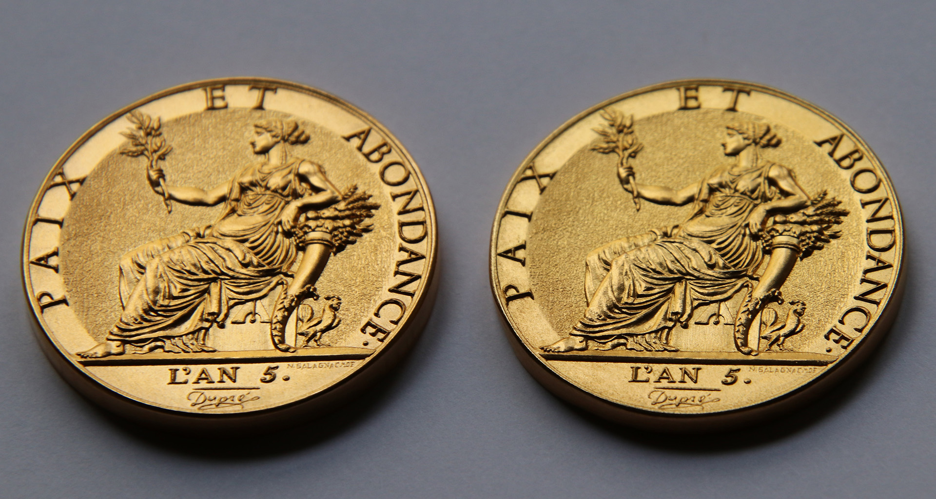 Création d’une médaille d’après la 10 grammes or de Dupré qui n’avait jamais vu le jour