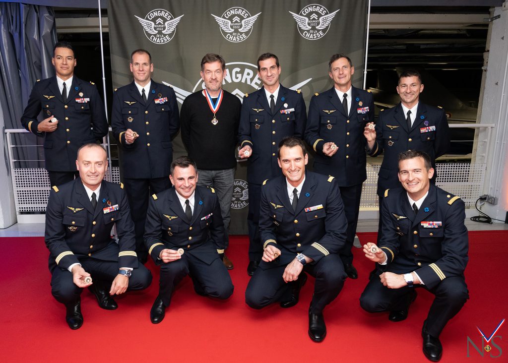 Deuxième congrès de la Chasse Musée de l'air et de l'espace avec pilotes et astronautes. Ici avec les pilotes de la Patrouille de France 2023.