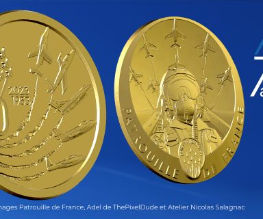 Médaille 70 ans Patrouille de France, création Atelier Nicolas Salagnac, graveur médailleur Meilleur Ouvrier de France à Lyon