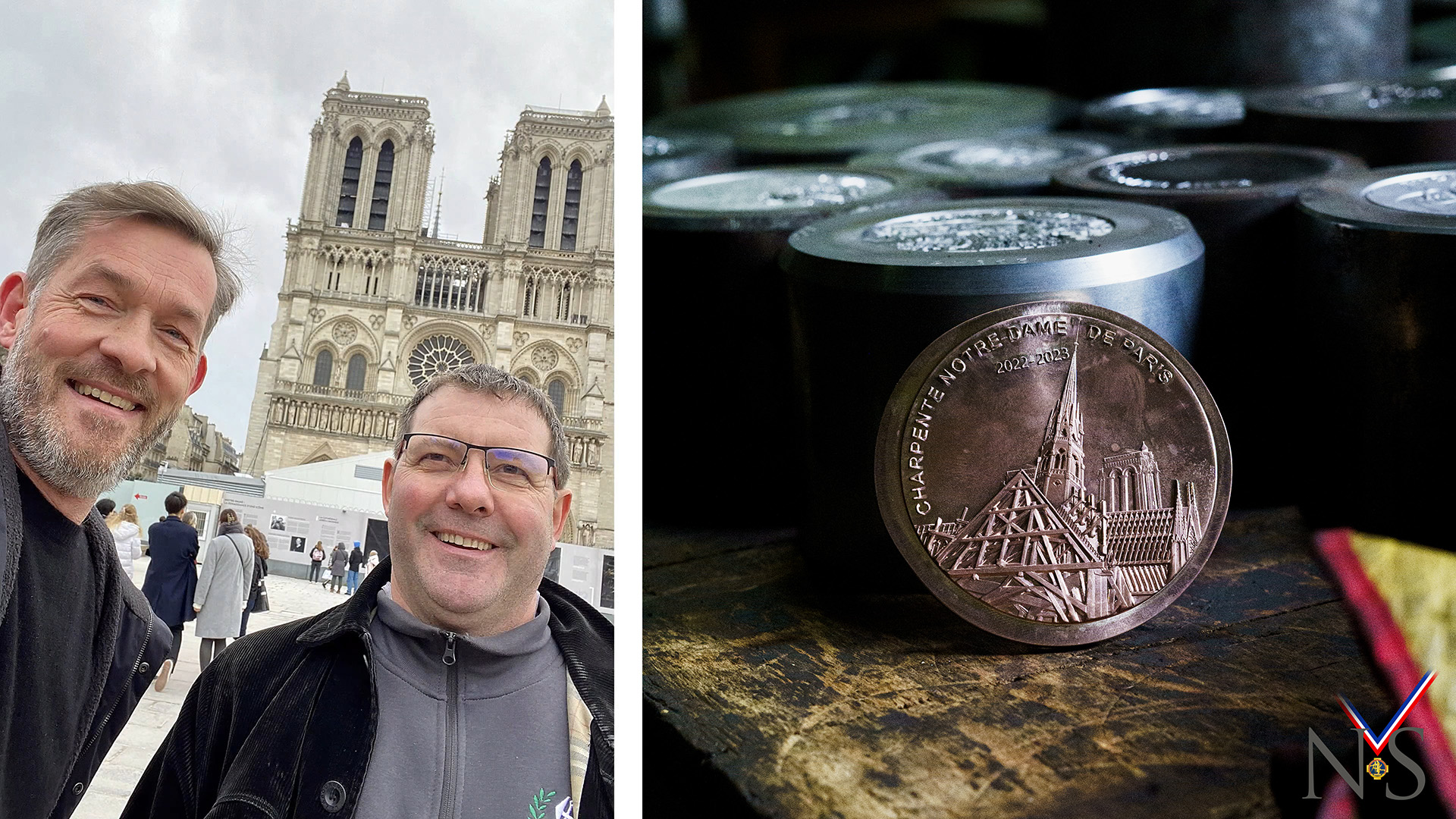 Création de la médaille pour les Charpentiers de la flèche et des transepts de Notre-Dame de Paris